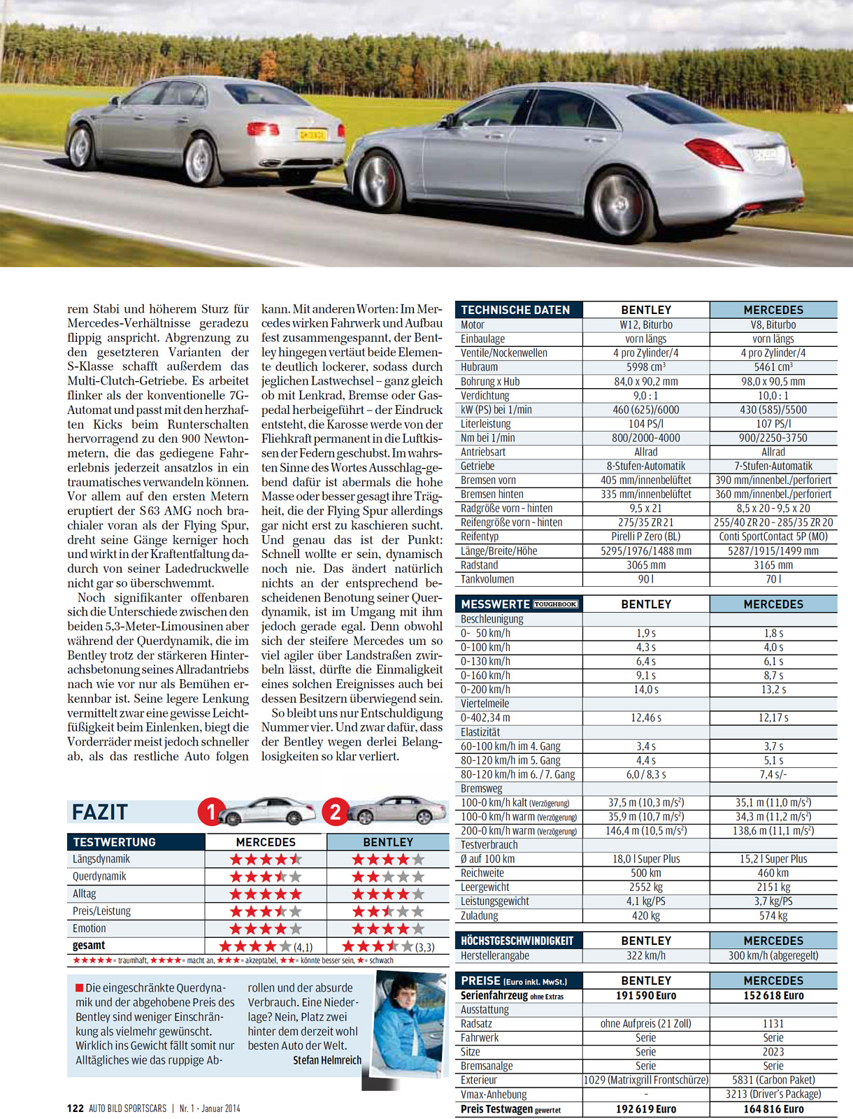 Динамические тесты: Bentley Continental Flying Spur vs. Mercedes-Benz S63  AMG L 4matic